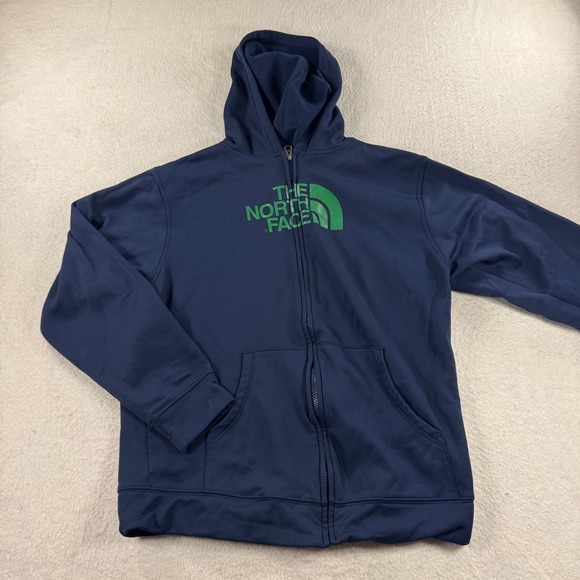The North Face Full Zip Hoodie Sweatshirt Boys XL (18/20) Blue Green Logo Winter - Picture 1 of 7